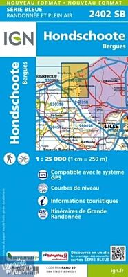 I.G.N - Carte au 1-25.000ème - Série bleue - 2402SB - Hondschoote - Bergues