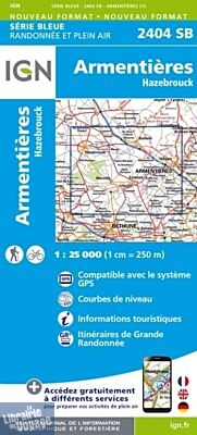 I.G.N - Carte au 1-25.000ème - Série bleue - 2404SB - Armentieres - Hazebrouck