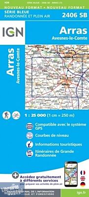 I.G.N - Carte au 1-25.000ème - Série bleue - 2406SB - Arras - Avesnes-Le-Comte