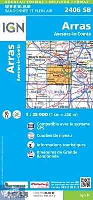 I.G.N - Carte au 1-25.000ème - Série bleue - 2406SB - Arras - Avesnes-Le-Comte