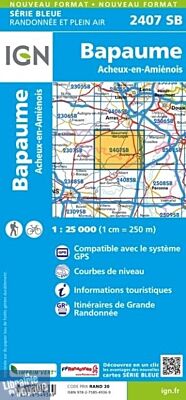 I.G.N - Carte au 1-25.000ème - Série bleue - 2407SB - Bapaume - Acheux-En-Amiénois