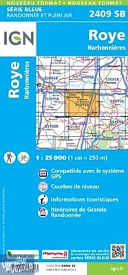 I.G.N. Carte au 1-25.000ème - Série bleue - 2409SB - Roye- Harbonnières