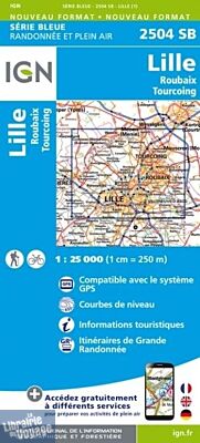 I.G.N - Carte au 1-25.000ème - Série bleue - 2504SB - Lille - Roubaix - Tourcoing