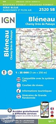 I.G.N - Carte au 1-25.000ème - Série bleue - 2520SB - Bléneau - Charny - Orée de Puisaye