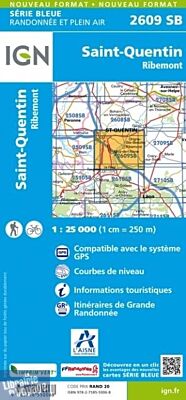 I.G.N - Carte au 1-25.000ème - Série bleue - 2609SB - Saint-Quentin - Ribemont