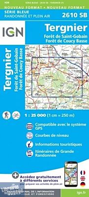 I.G.N - Carte au 1-25.000ème - Série bleue - 2610SB - Tergnier - Forêts de Saint-Gobain et de Coussy Basse