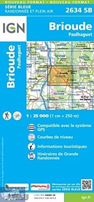 I.G.N - Carte au 1-25.000ème - Série bleue - 2634SB - Brioude - Paulhaguet