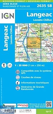 I.G.N - Carte au 1-25.000ème - Série bleue - 2635SB - Langeac - Lavoûte-Chilhac