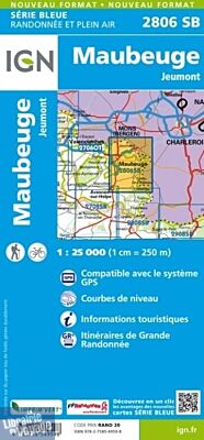 I.G.N - Carte au 1-25.000ème - Série bleue - 2806SB - Maubeuge - Jeumont
