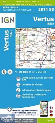 I.G.N - Carte au 1-25.000ème - Série bleue - 2814SB - Vertus - Thibie