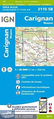 I.G.N - Carte au 1-25.000ème - Série bleue - 3110SB - Carignan - Mouzon