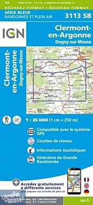 I.G.N - Carte au 1-25.000ème - Série bleue - 3113SB - Clermont-En-Argonne - Dugny-Sur-Meuse