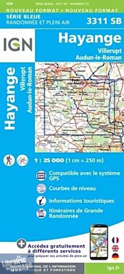 I.G.N - Carte au 1-25.000ème - Série bleue - 3311SB - Hayange - Villerupt - Audun-Le-Roman