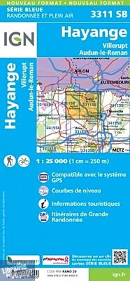 I.G.N - Carte au 1-25.000ème - Série bleue - 3311SB - Hayange - Villerupt - Audun-Le-Roman