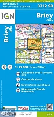 I.G.N. Carte au 1-25.000ème - Série bleue - 3312SB - Briey- Jarny