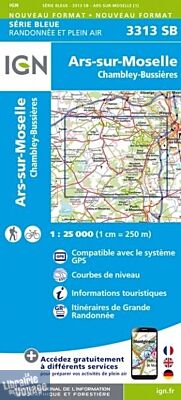 I.G.N. Carte au 1-25.000ème - Série bleue - 3313SB - Ars-Sur-Moselle - Chambley - Bussières