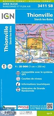I.G.N - Carte au 1-25.000ème - Série bleue - 3411SB - Thionville- Sierck-Les-Bains