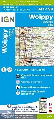I.G.N. Carte au 1-25.000ème - Série bleue - 3412SB - Woippy- Uckange - Vigy