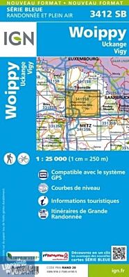 I.G.N. Carte au 1-25.000ème - Série bleue - 3412SB - Woippy- Uckange - Vigy