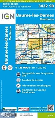 I.G.N - Carte au 1-25.000ème - Série bleue - 3422SB - Baume-Les-Dames - Montbozon