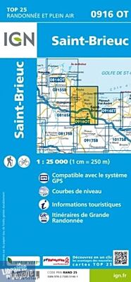 I.G.N. Carte au 1-25.000ème - TOP 25 - 0916OT - Saint-Brieuc
