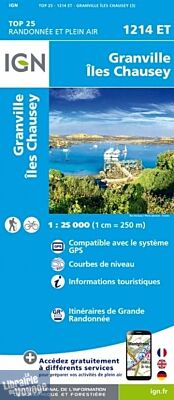 I.G.N - Carte au 1-25.000ème - TOP 25 - 1214ET - Granville - Iles Chausey