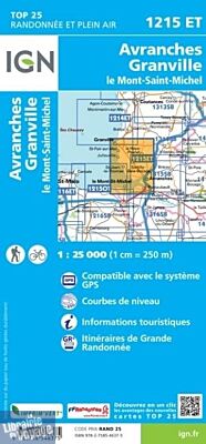 I.G.N - Carte au 1-25.000ème - TOP 25 - 1215ET - Avranches - Granville - le Mont-Saint-Michel