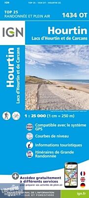 I.G.N. Carte au 1-25.000ème - TOP 25 - 1434OT - Hourtin - Lacs d'Hourtin et de Carcans