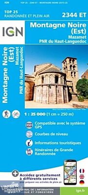 I.G.N - Carte au 1-25.000ème - TOP 25 - 2344ET - Montagne Noire (est) - Mazamet - PNR du Haut-Languedoc