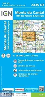 I.G.N. Carte au 1-25.000ème - TOP 25 - 2435OT - Monts du Cantal - PNR des Volcans D'auvergne