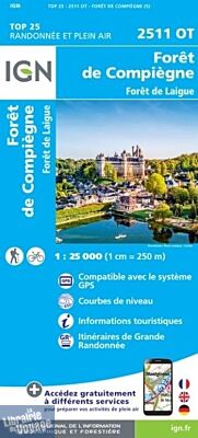 I.G.N - Carte au 1-25.000ème - TOP 25 - 2511OT - Forêt de Compiègne - Forêt de Laigue