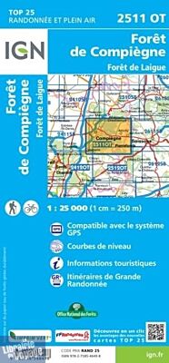 I.G.N - Carte au 1-25.000ème - TOP 25 - 2511OT - Forêt de Compiègne - Forêt de Laigue