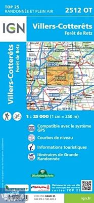 I.G.N - Carte au 1-25.000ème - TOP 25 - 2512OT - Villers-Cotterêts - Forêt de Retz