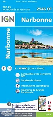 I.G.N - Carte au 1-25.000ème - TOP 25 - 2546OT - Narbonne