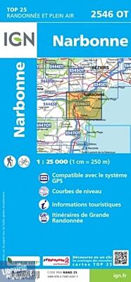 I.G.N - Carte au 1-25.000ème - TOP 25 - 2546OT - Narbonne