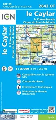 I.G.N -Carte au 1-25.000ème - TOP 25 - 2642OT - le Caylar - la Couvertoirade - Cirque du bout du Monde