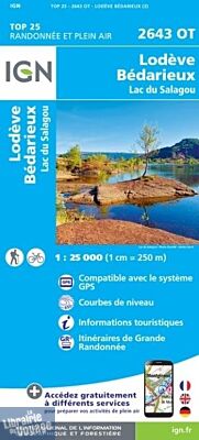 I.G.N - Carte au 1-25.000ème - TOP 25 - 2643OT - Lodève - Bédarieux - Lac du Salagou