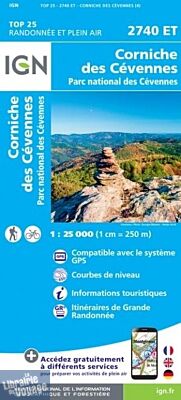 I.G.N - Carte au 1-25.000ème - TOP 25 - 2740ET - Corniche des Cevennes - Parc National des Cevennes