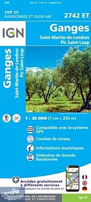 I.G.N - Carte au 1-25.000ème - TOP 25 - 2742ET - Ganges - Saint-Martin-De-Londres - Pic Saint-Loup