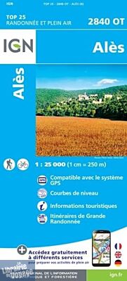 I.G.N - Carte au 1-25.000ème - TOP 25 - 2840OT - Alès