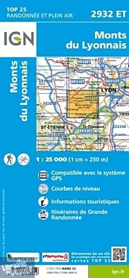 I.G.N - Carte au 1-25.000ème - TOP 25 - 2932ET - Monts du Lyonnais