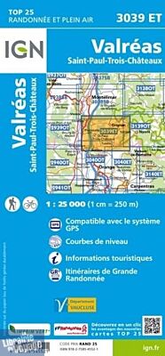 I.G.N. Carte au 1-25.000ème - TOP 25 - 3039ET - Valréas - Saint-Paul-Trois-Châteaux