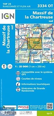 I.G.N. Carte au 1-25.000ème - TOP 25 - 3334OT - Massif de la Chartreuse sud