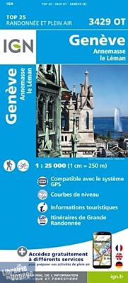 I.G.N - Carte au 1-25.000ème - TOP 25 - 3429OT - Genève - Annemasse - Le Léman