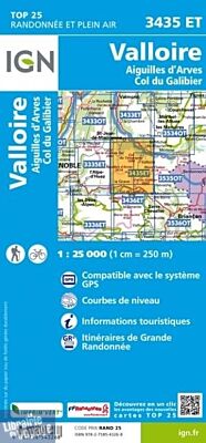 I.G.N - Carte au 1-25.000ème - TOP 25 - 3435ET - Valloire - Aiguilles D'arves - Col du Galibier