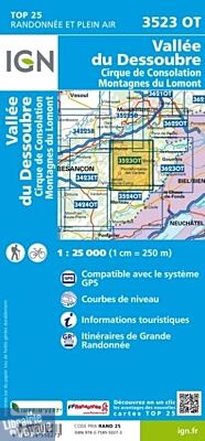 I.G.N - Carte au 1-25.000ème - TOP 25 - 3523OT - Vallée du Dessoubre - Cirque de Consolation - Montagnes du Lomont