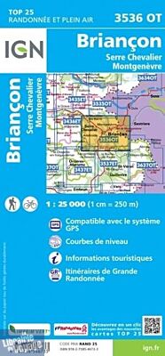 I.G.N - Carte au 1-25.000ème - TOP 25 - 3536OT - Briançon - Serre Chevalier - Montgenèvre