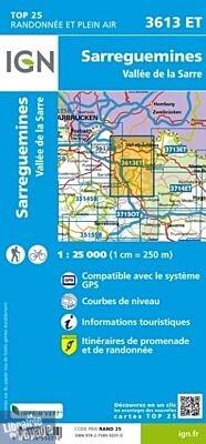 I.G.N - Carte au 1-25.000ème - TOP 25 - 3613ET - Sarreguemines - Vallée de la Sarre