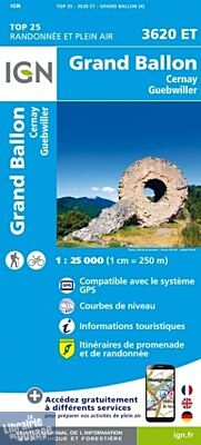 I.G.N - Carte au 1-25.000ème - TOP 25 - 3620ET - Grand Ballon - Cernay - Guebwiller