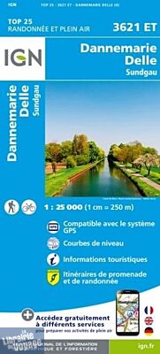 I.G.N - Carte au 1-25.000ème - TOP 25 - 3621ET - Dannemarie - Delle - Sundgau